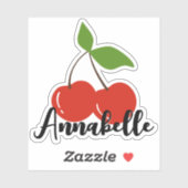 Aangepaste Naam Schattige Rode Kersen Kers Grafisc Sticker (Vel)