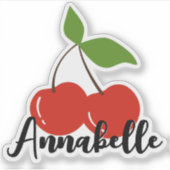 Aangepaste Naam Schattige Rode Kersen Kers Grafisc Sticker (Voorkant)