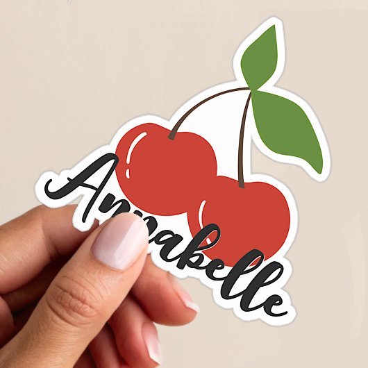 Aangepaste Naam Schattige Rode Kersen Kers Grafisc Sticker