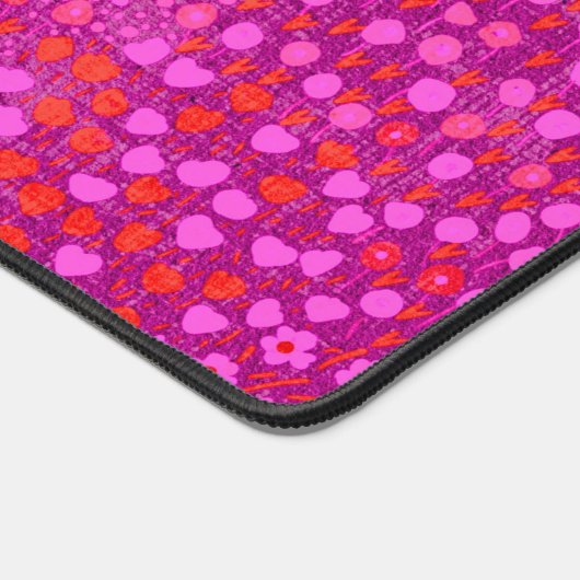 Aangepaste Naam Schattige Roze Bloemen Hand getrok Bureaumat (Hoek)