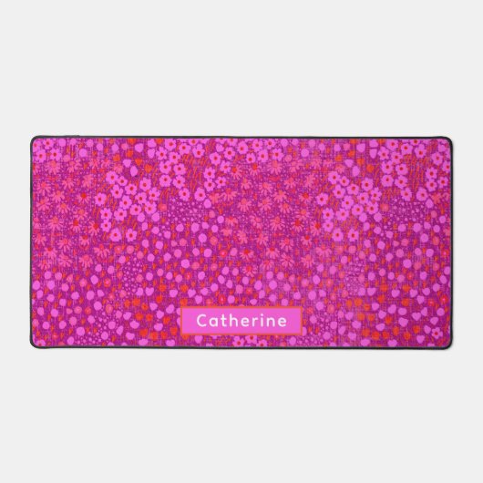 Aangepaste Naam Schattige Roze Bloemen Hand getrok Bureaumat (Voorkant)