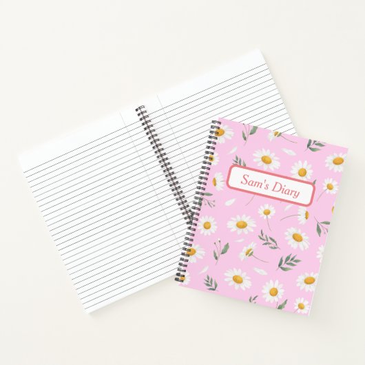 Aangepaste naam Schattige Roze Daisy Diary Notitieboek (Binnen)