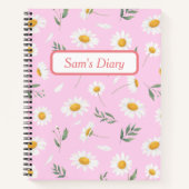 Aangepaste naam Schattige Roze Daisy Diary Notitieboek (Voorkant)