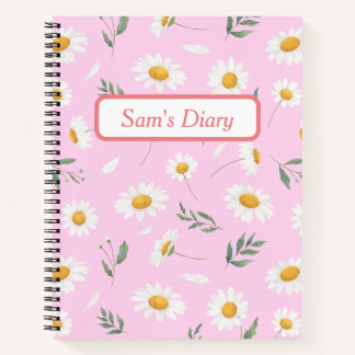 Aangepaste naam Schattige Roze Daisy Diary Notitieboek