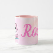 Aangepaste Naam Schattige Roze Kat Meisjes Aquarel Mok (Midden)