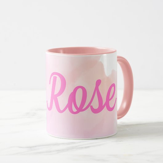 Aangepaste Naam Schattige Roze Kat Meisjes Aquarel Mok (Voorkant rechts)