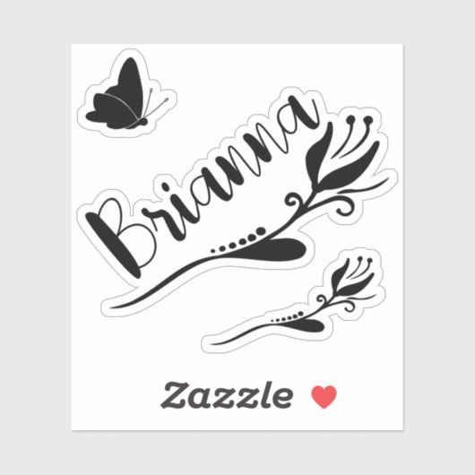 Aangepaste naam Schattige Tulp Bloem en Vlinder Zo Sticker (Vel)