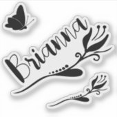 Aangepaste naam Schattige Tulp Bloem en Vlinder Zo Sticker (Voorkant)