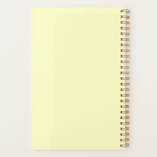 Aangepaste naam schattige witte kat op geel planner (Achterkant)