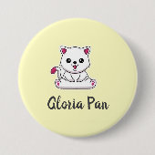 Aangepaste naam schattige witte kat op geel ronde button 7,6 cm (Voorkant)