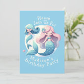 Aangepaste Naam Schattige Zeemeermin Thema Magisch Kaart (Staand voorkant)