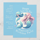 Aangepaste Naam Schattige Zeemeermin Thema Magisch Kaart (Voorkant / Achterkant)