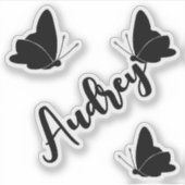 Aangepaste naam Schattige Zwarte Vlinders Grafisch Sticker (Voorkant)