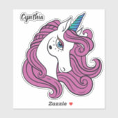 Aangepaste naam Schattigee Eenhoorn Sticker (Vel)