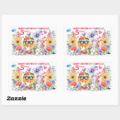 Aangepaste naam Schattigee Emoji Karakter Verjaard Rechthoekige Sticker (Vel)