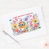 Aangepaste naam Schattigee Emoji Karakter Verjaard Rechthoekige Sticker (Envelop)