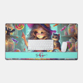 Aangepaste naam Schattigee grillige heks Halloween Bureaumat (Keyboard & Muis)