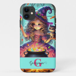 Aangepaste naam Schattigee grillige heks Halloween Case-Mate iPhone Case