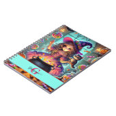 Aangepaste naam Schattigee grillige heks Halloween Notitieboek (Linkerzijde)