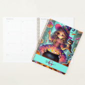 Aangepaste naam Schattigee grillige heks Halloween Planner (Display)