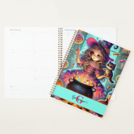 Aangepaste naam Schattigee grillige heks Halloween Planner