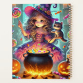 Aangepaste naam Schattigee grillige heks Halloween Planner (Achterkant)