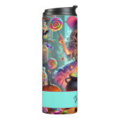 Aangepaste naam Schattigee grillige heks Halloween Thermosbeker (Gedraaid links)