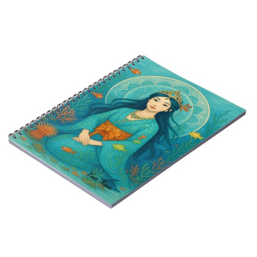 Aangepaste naam Schattigee meisje Japanse zeemeerm Notitieboek (Linkerzijde)