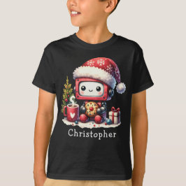 Aangepaste Naam Schattigee Robot Winter Feestdagen T-shirt