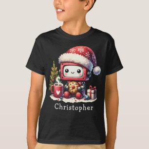 Aangepaste Naam Schattigee Robot Winter Feestdagen T-shirt