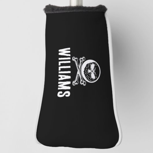 Aangepaste naam schedel golfbal en crossbones golfheadcover (Draai 90)