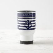 Aangepaste naam scheepsanker strepenpatroon reisbeker (Center)