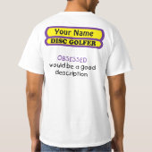 Aangepaste naam - Schijfgolfer - Paars geel T-shirt (Achterkant)