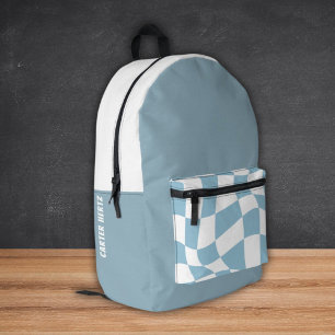 Aangepaste naam school rugzakken - blauw geruit