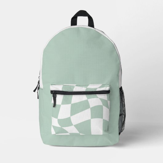 Aangepaste naam school rugzakken - Sage Checkered (Voorkant)