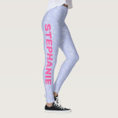 Aangepaste naam Schoolteam Lichtblauwe witte bloem Leggings (Rechts)