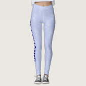 Aangepaste naam Schoolteam Lichtblauwe witte bloem Leggings (Voorkant)