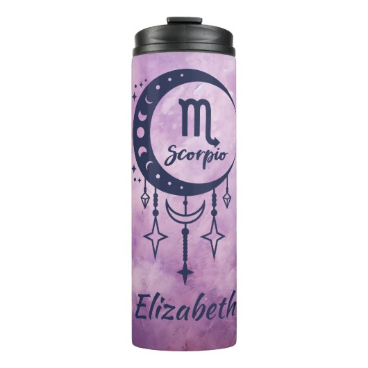 Aangepaste naam Schorpioen Zodiac teken Thermosbeker (Voorkant)