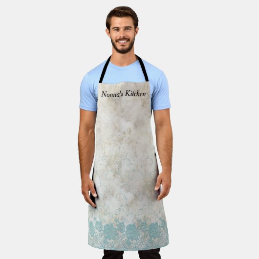 Aangepaste naam Schort, Nonna's keuken Schort (Gedragen)