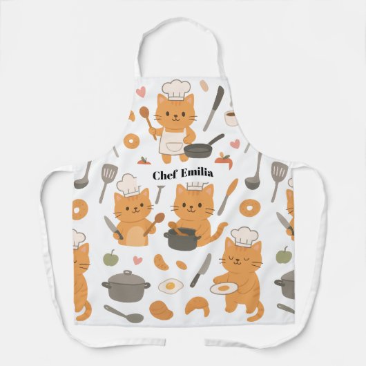 Aangepaste naam Schort voor kattenliefhebbers (Voorkant)