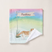 Aangepaste naam Scottish Fold Cat Pet Bad Handdoek (Wasdoekje)