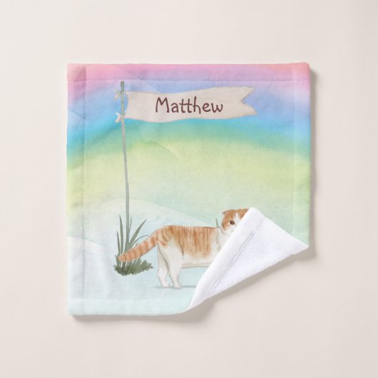Aangepaste naam Scottish Fold Cat Pet Bad Handdoek (Wasdoekje)