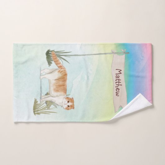Aangepaste naam Scottish Fold Cat Pet Bad Handdoek (Handdoek)