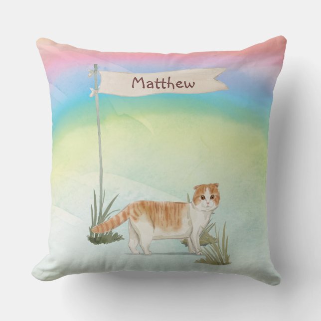 Aangepaste naam Scottish Fold Cat Pet Kussen (Voorkant)