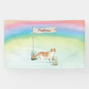 Aangepaste naam Scottish Fold Cat Pet Spandoek