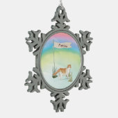 Aangepaste naam Scottish Fold Cat Pet Tin Sneeuwvlok Ornament (Links)