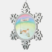 Aangepaste naam Scottish Fold Cat Pet Tin Sneeuwvlok Ornament (Rechts)