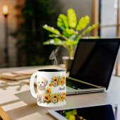 aangepaste naam script bloemen schattige puppy hon tweekleurige koffiemok