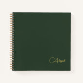 Aangepaste naam Script Emerald Green Notitieboek (Voorkant)
