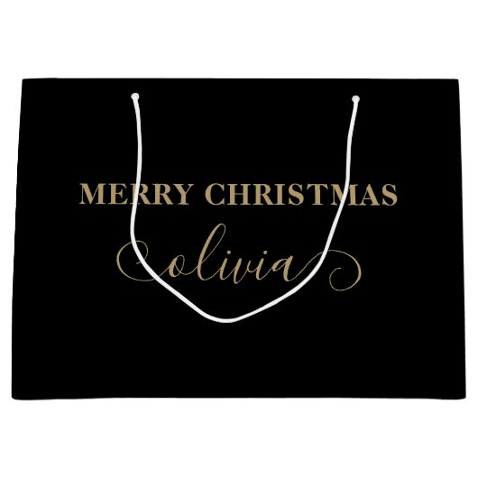 Aangepaste naam Script Gold Black - grote cadeauta Groot Cadeauzakje (Voorkant)